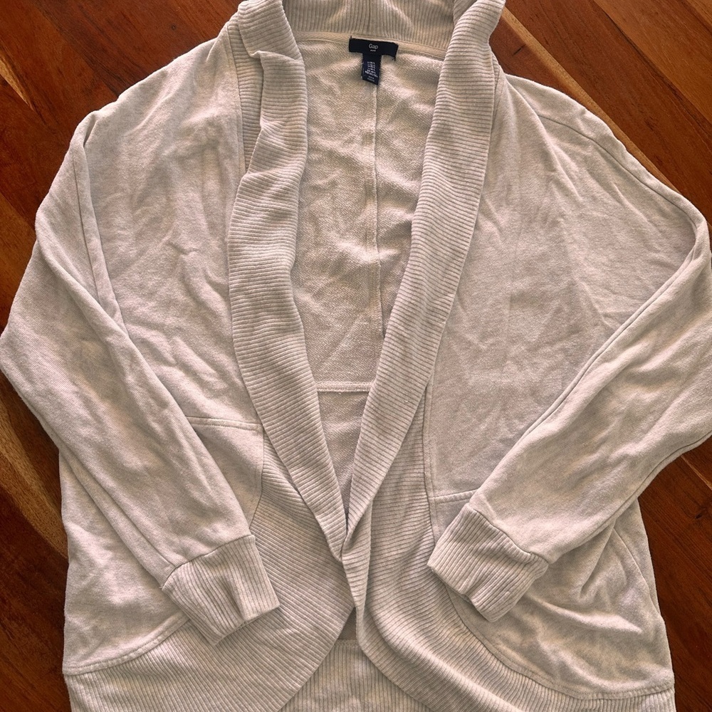 GAP Cream Cardigan Sweater Lightweight Open-Front